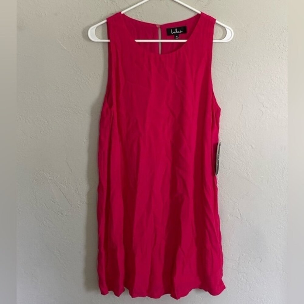 NWT Lulus Women Hot Pink Sleeveless Lined Summer Flowy Dress Keyhole Back Size M